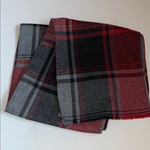 Men’s Wool Plaid Red Black Scarf